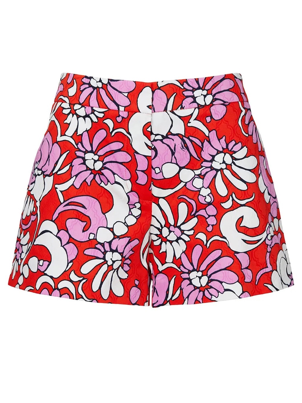 Trina Turk and red Corbin floral tropical cotton Lycra 3.5” inseam shorts size 0